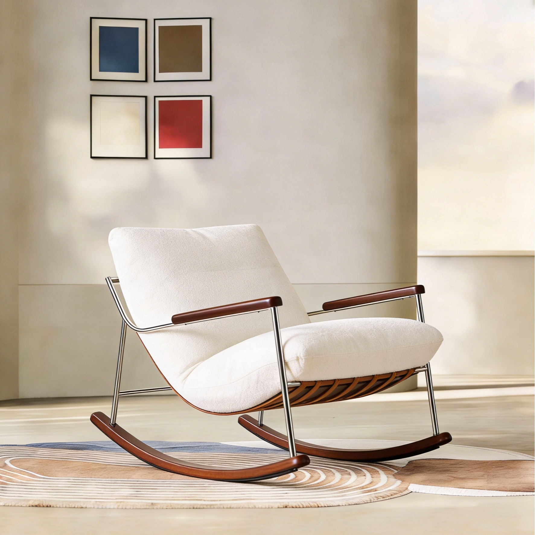 摇椅客厅现代轻奢可拆洗软包沙发设计师躺椅单人摇摇椅