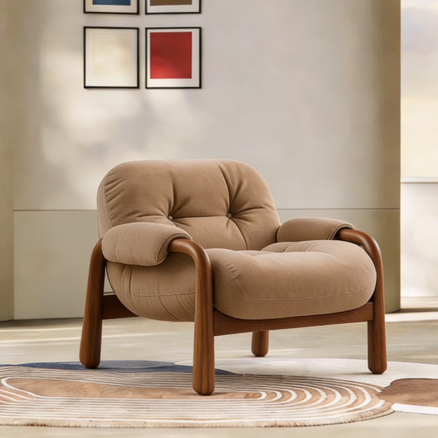 侘寂风实木单人沙发椅中古风单椅设计师白蜡木休闲客厅沙发靠背椅,住宅家具,沙发椅,淘宝优惠券,粉丝福利购,淘宝优惠卷