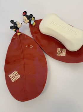 结婚洗漱牙刷皂盒漱口杯一对婚礼红色情侣刷牙杯香皂盒婚庆用品