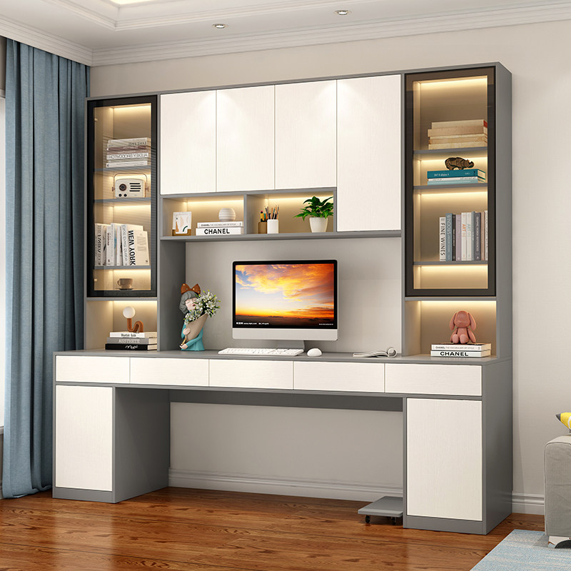 学习桌书柜组合电脑桌轻奢书桌书架一体家用写字台式办公学习桌子,住宅家具,书桌,淘宝优惠券,粉丝福利购,淘宝优惠卷