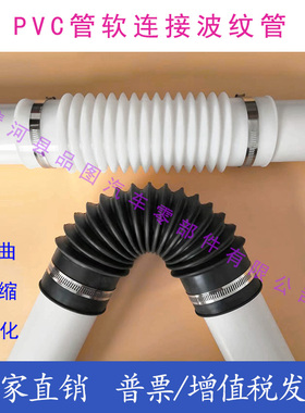 50 75 90 110 160 200橡胶波纹管PVC管软接头轮船桥梁排水软连接