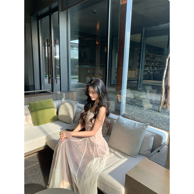 Norain不下雨早春漂亮连衣裙女2026新款春季白色网纱渐变连衣裙夏