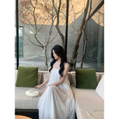 85折 Norain不下雨 新品 8春季 白色网纱拼接连衣裙