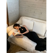 显瘦步步生莲鱼尾连衣裙 国风黑色旗袍修身 Norain不下雨 新中式