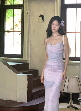 Norain不下雨【6折清仓】度假风修身收腰连衣裙女气质包臀吊带裙