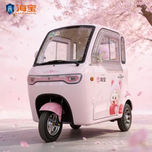 海宝小泡芙电动三轮车篷车全封闭低速电瓶车可拆卸车门国标可上牌