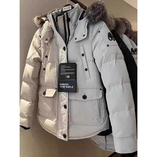 【惊!折扣】剪刀羽绒服狐狸毛男女白鹅绒剪刀短款连帽外套
