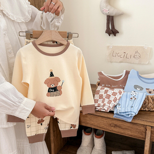 儿童秋冬舒绒320G加厚纯棉秋衣秋裤 A类无骨 家居服套装