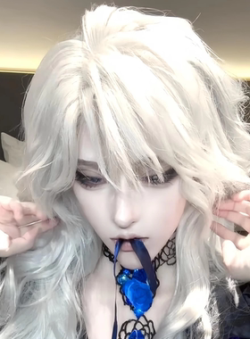 约瑟夫cos假发男银白长卷发第五人格摄影师同款拍照演出整顶发套