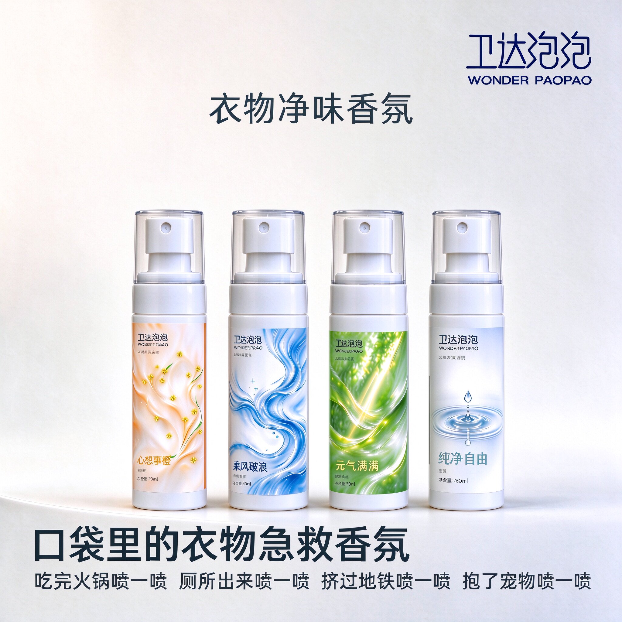 卫达泡泡衣物净味喷雾除螨除味0酒精防静电鼻炎孕婴可用火锅除味