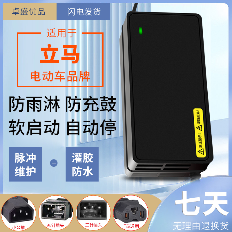 适用立马电动车原装充电器48V12Ah20Ah60v72v原厂正品公插两孔2孔