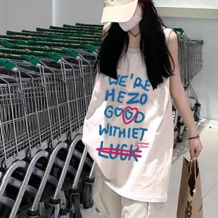 纯棉吊带运动坎肩背心无袖 外穿宽松篮球服上衣 t恤女2025新款 夏季