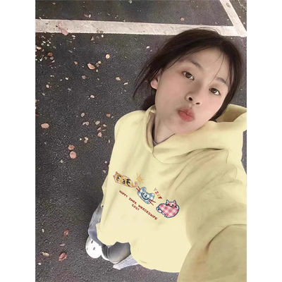oversize卫衣女秋冬加绒加厚外套
