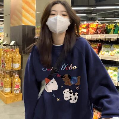 无帽圆领卫衣女2024新款秋冬上衣