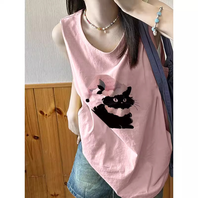纯棉吊带运动跨栏背心无袖t恤女图片