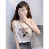 设计感小众外穿宽松短款 纯棉吊带坎肩背心无袖 t恤女夏季 辣妹上衣