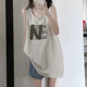 纯棉吊带运动坎肩背心无袖 t恤女夏季 外穿篮球服宽松港风挂脖上衣