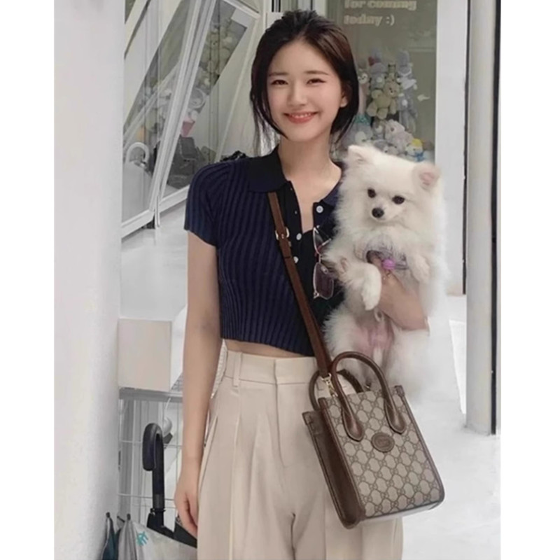 冰丝针织衫polo领短袖t恤女夏季