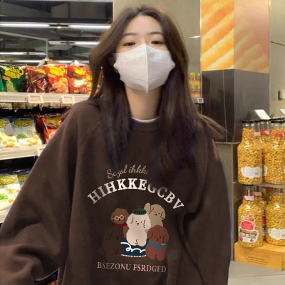 无帽圆领卫衣女2024新款秋冬上衣