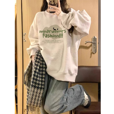 无帽圆领卫衣女秋冬季韩系慵懒风