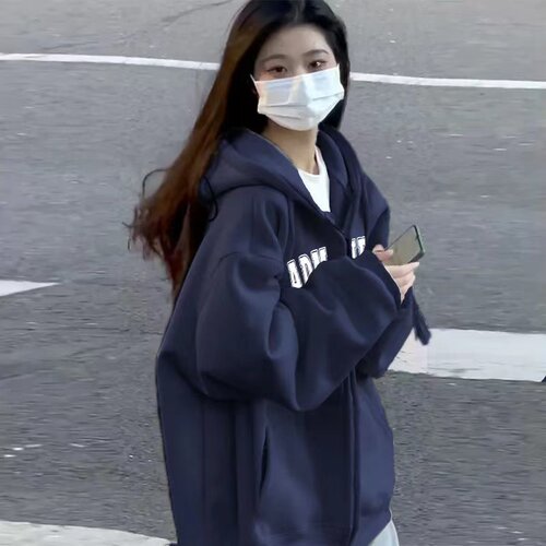 卫衣女2026秋冬加绒加厚开衫外套