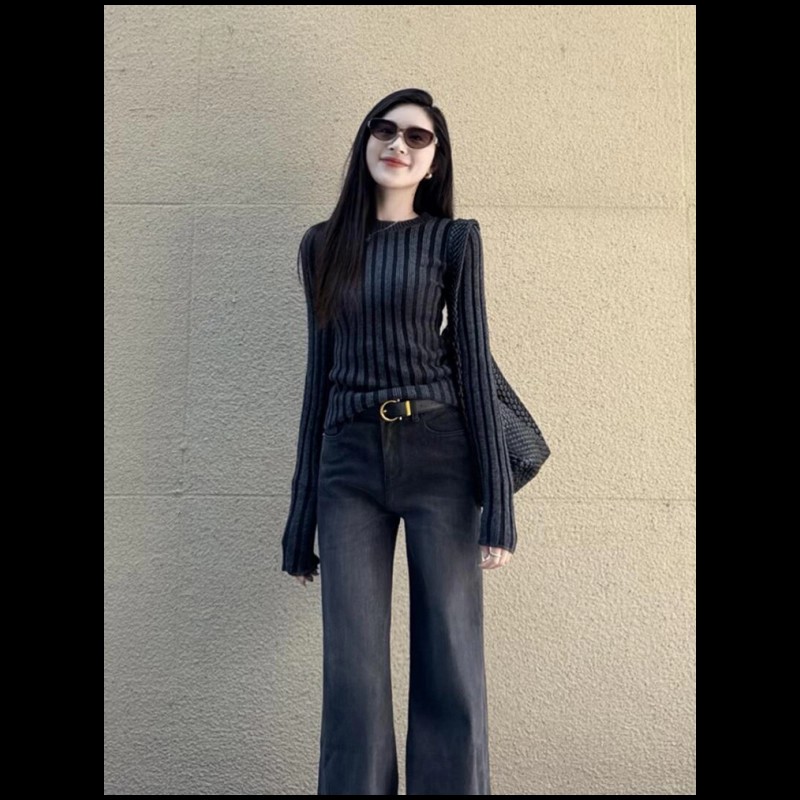早秋修身小个子韩系绝美针织衫女