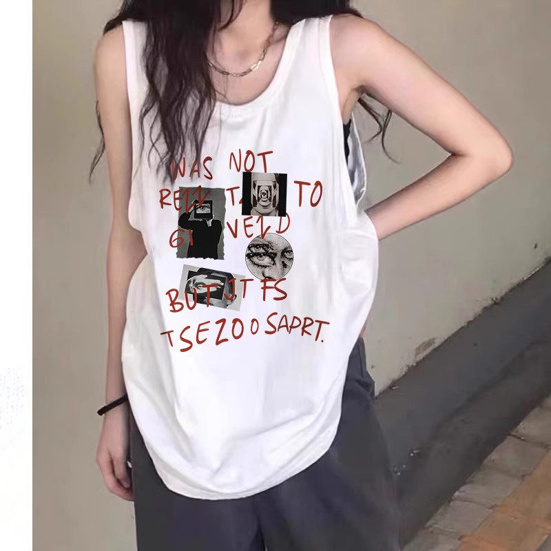 纯棉吊带坎肩背心无袖t恤女夏图片