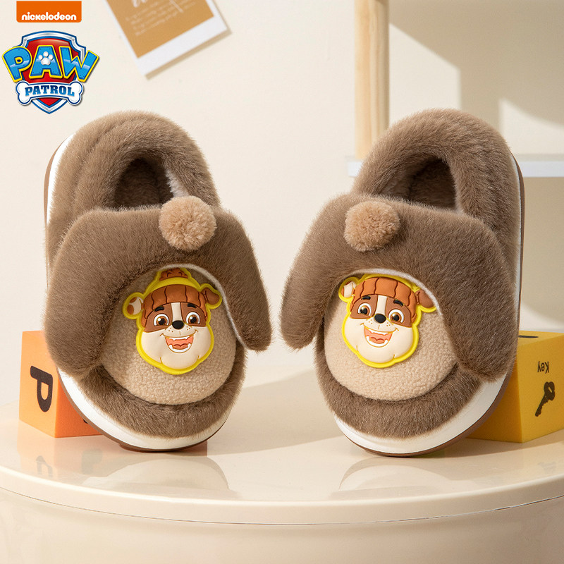 汪汪队儿童棉拖鞋包跟小孩冬季新款包跟棉拖宝宝室内卡通防滑棉鞋