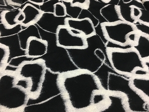 秋冬 黑白配几何格子蓬松感针织羊毛时装面料 大衣 外套 毛料布料