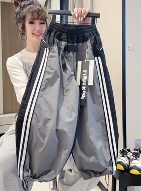 夏季儿童拼色条纹显瘦工装裤