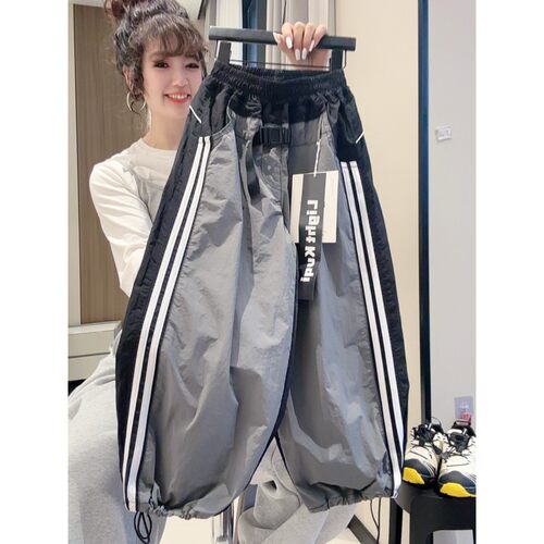 夏季儿童拼色条纹显瘦工装裤