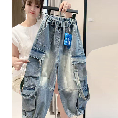 男童牛仔裤秋季炸街2025春秋新款儿童装中大童秋装工装裤子痞帅潮