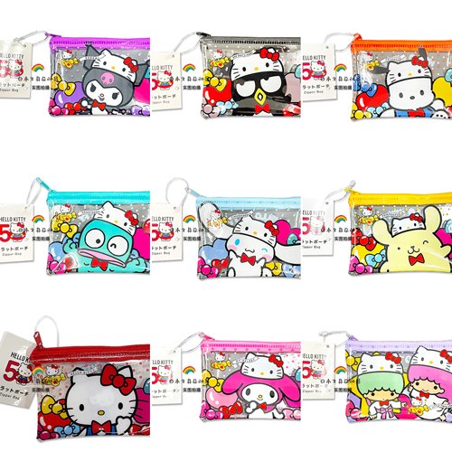 现货日本代购三丽鸥HelloKitty50周年PVC贴收纳卡零钱包束口袋