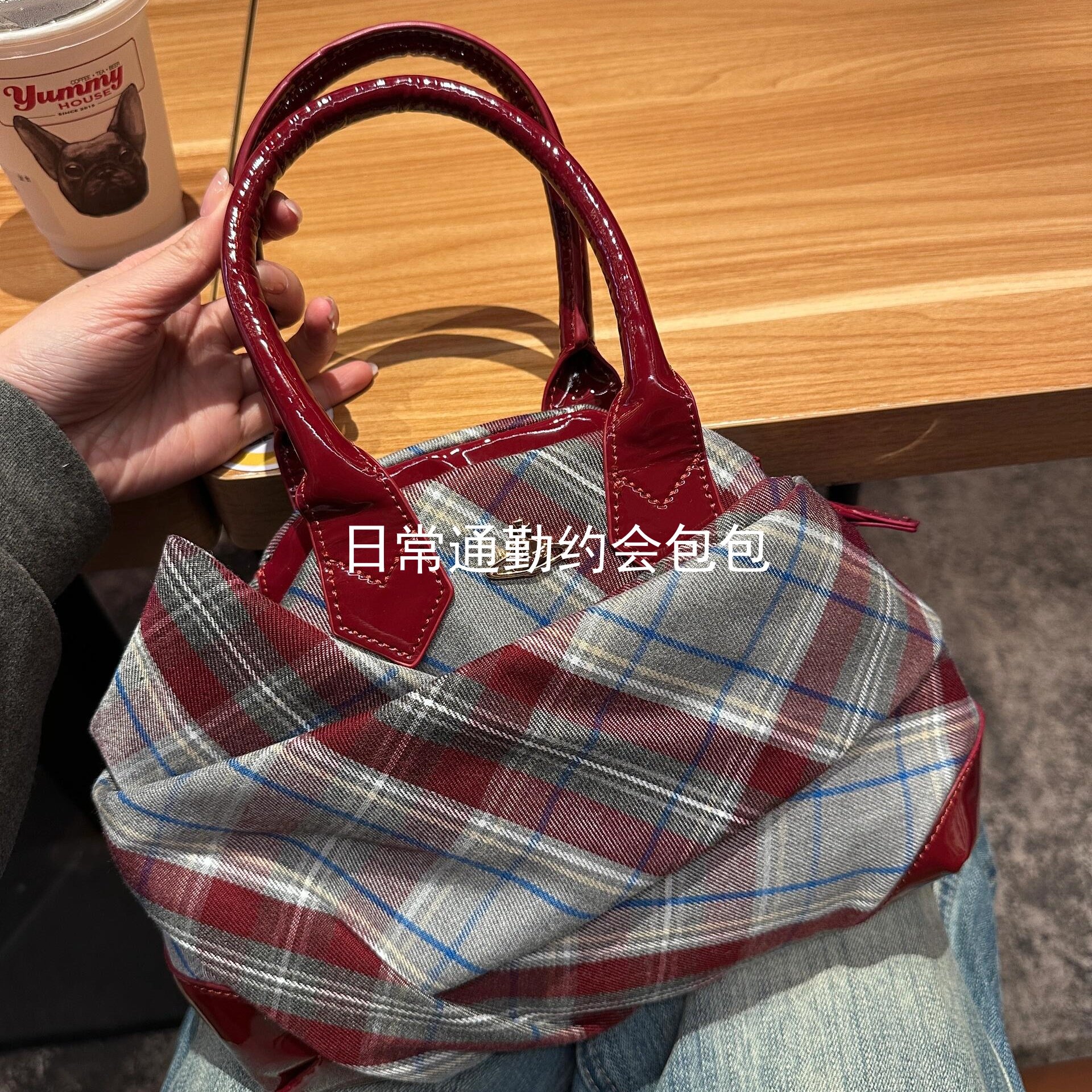 高品质现货 红色格纹小众保龄球包高级感百搭洋气单肩斜跨包,箱包皮具/热销女包/男包,腋下包,淘宝优惠券,粉丝福利购,淘宝优惠卷