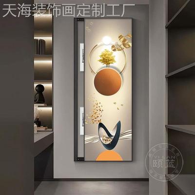 网红福禄圆满电表装箱饰画配大尺寸电箱总电闸窄长条挂画简约几何