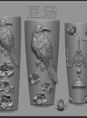 FingertipWorker｜豆汤暗黑风复古巴洛克乌鸦玫瑰烛台美甲模具