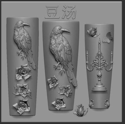 FingertipWorker｜豆汤暗黑风复古巴洛克乌鸦玫瑰烛台美甲模具