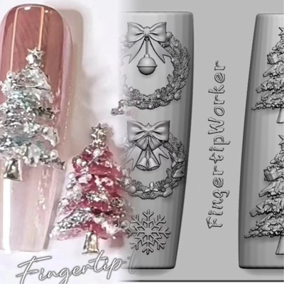 【FingertipWorker】原创超可爱精致小众圣诞树、花园美甲模具