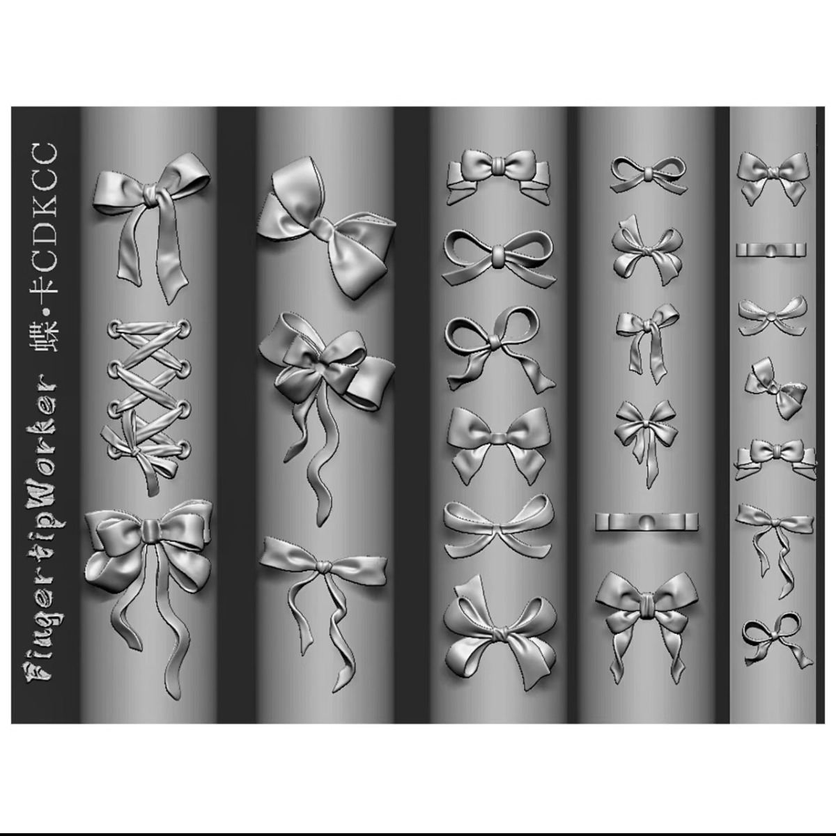 【FingertipWorker】精致常用大板蝴蝶结 美甲雕花模具