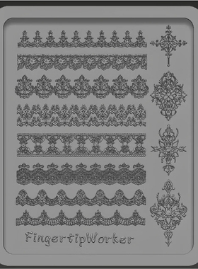 FingertipWorker｜新品美甲模具链接法式蝴蝶结小花藤蔓蕾丝模具