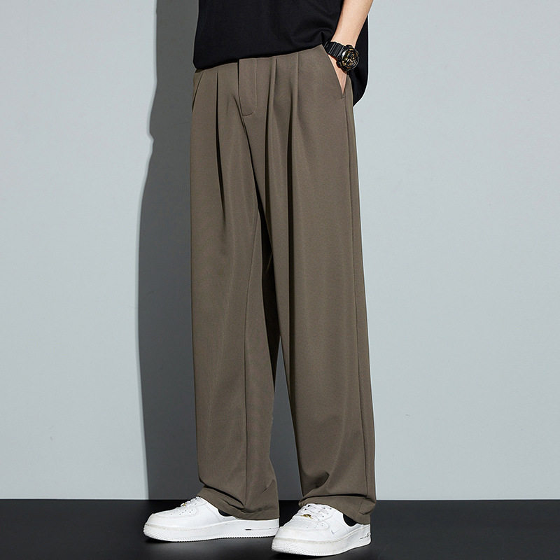 Kuvine夏季薄款cleanfit西裤男款慵懒风垂感宽松直筒阔腿休闲裤男