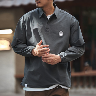 格蓝鹿高端日系复古户外速干男士polo衫2025秋季新款宽松休闲外套