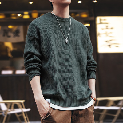 套头菠萝纹圆领重磅毛衣针织衫