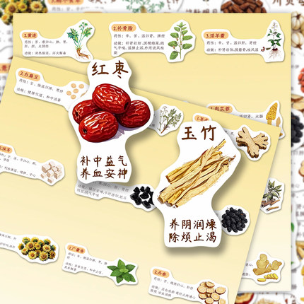 168张常用药材贴纸】常用中药材图鉴大全药食同源养生