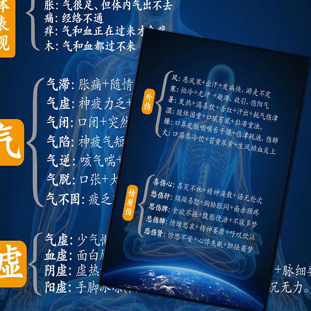 中医诊断医学基础人体器官分析知识点汇总笔记身体调理养生贴画