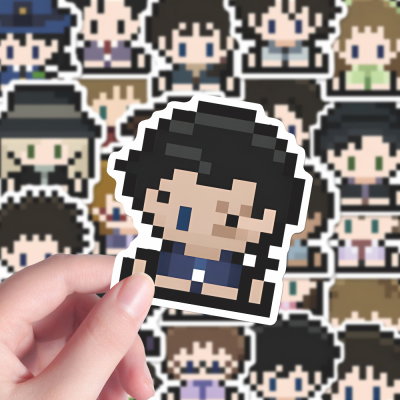 96张二次元日漫卡通拼豆名侦探柯南像素Q版角色斌手机壳贴纸