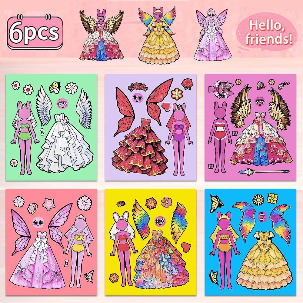 sprunki节奏盒子平基公主高颜值装扮搭配儿童手工创意拼贴粘贴