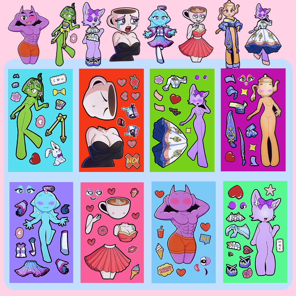 新款节奏盒子美国山海经卡布奇诺小姐周边儿童手工自粘创意玩具