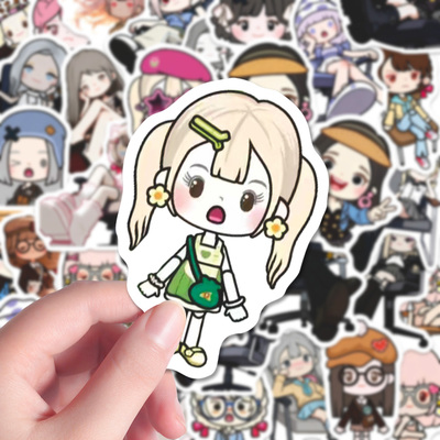 96张二次元卡通米加小镇人物穿搭周边创意权威手账立绘手机壳贴纸