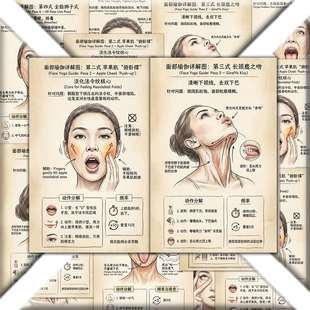 12张垮脸救星贴纸面部普拉提全解图低成本变美面部瑜伽物理美容
